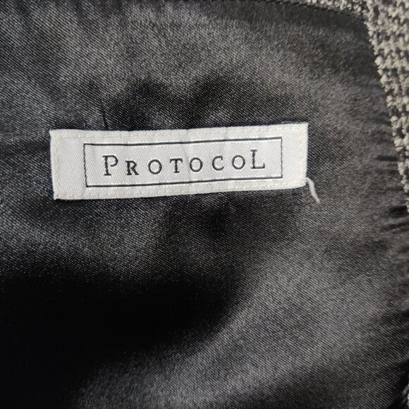 Protocol Men's Blazer Size 42L Black White Tweed Wool Business Casual Old Money - Picture 5 of 11